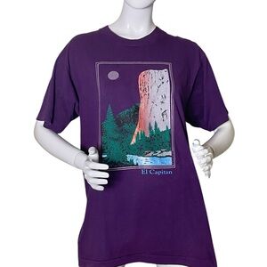 Vintage Single Stitch Purple El Capitan Graphic T-Shirt (L)